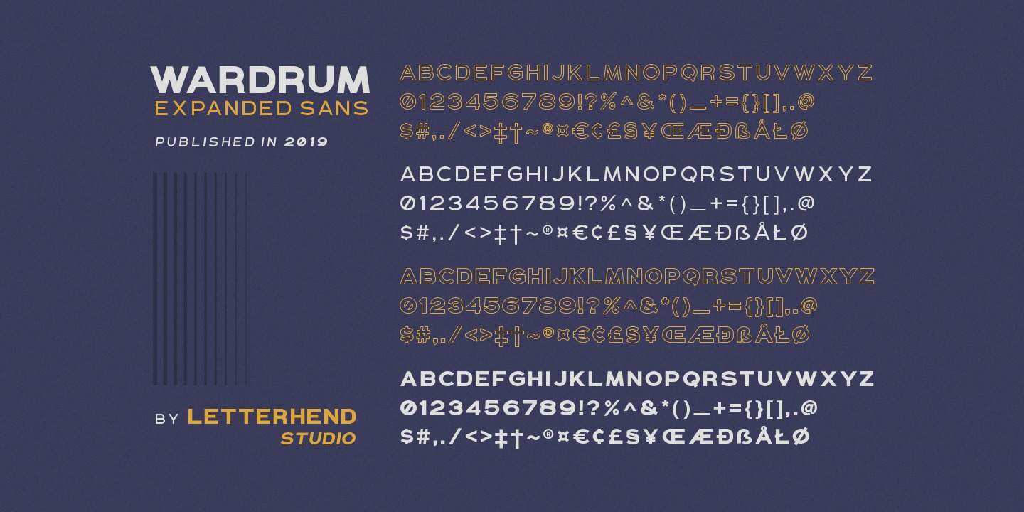 Пример шрифта Wardrum Bold Outline
